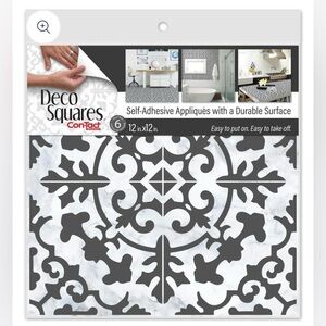 🔥Carrara Tile Charcoal Contact Deco Squares 12x12 Vinyl Stick Tiles NEW(4Packs)